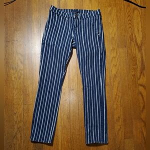 Juicy Couture Navy Striped Straight Crop Jeans